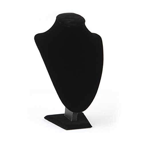 SODIAL(R) Expositor Exhibidor Busto madera Tela de Collar Negro