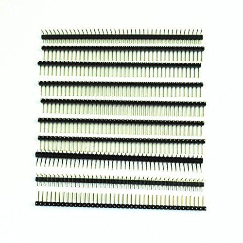 SODIAL(R) 10 Piezas Conector Pin 1 x 40 Pin 2.54mm Una Fila Angulo Recto PCB