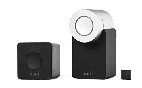 nuki Home Solutions 220085 nuki Combo 2.0 - Cerradura electrónica para Puerta con Puerta de Sensor Automático de Apertura de Puerta con Bluetooth, Wi-Fi para iPhone y Android de Smart Home, 6 V