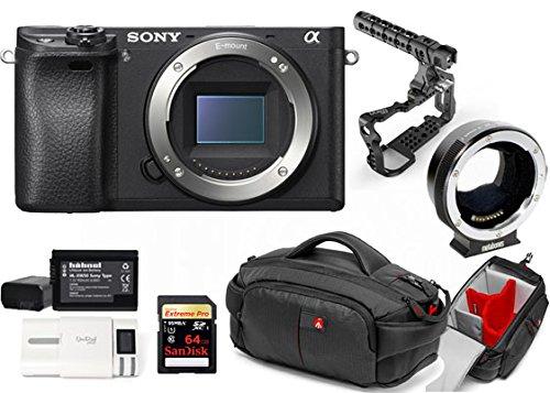 Kit Sony Digital Camera Alpha a6300 - Mirrorless Digital Camera + Metabones Adapter EF to Emount MB EF-E-BT4 + Memory Card Sandisk 64GB + Cage 8Sinn with Handle + Bag CC-191 + 2 Batteries HL XW50 + 1 Battery Charger