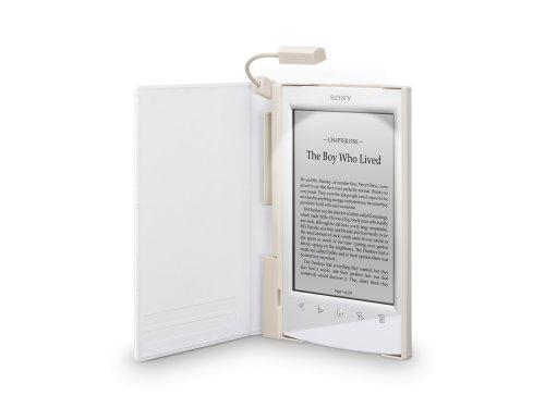 Sony PRSA-CL22 - Tapa protectora blanca con luz para lector de eBook - piel sintética, policarbonato, plástico ABS