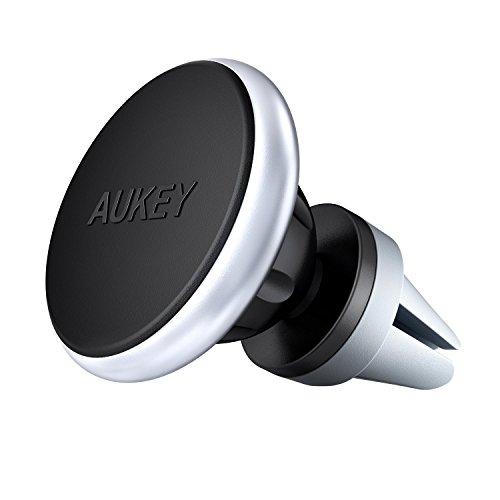 AUKEY Soporte Móvil Coche Aluminio Soporte Magnético 360 grados para iphone 7 / 7 plus / 6 / 6s / 6 plus / 6s plus / ipad / Samsung S8 / Sony Xperia , etc ( Plata )