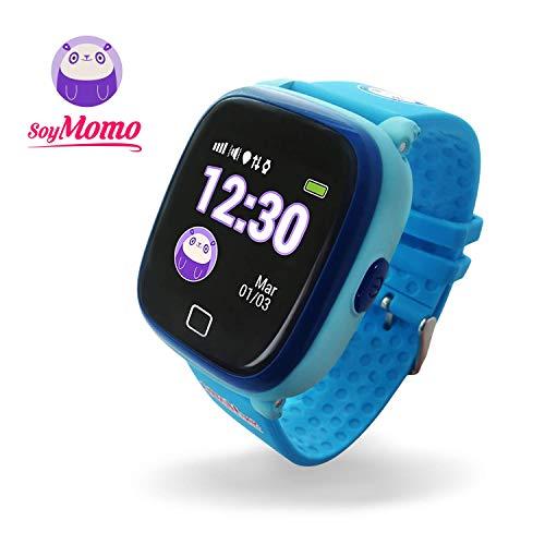 SoyMomo H2O Reloj Inteligente para Niños con GPS y Botón SOS, Móvil para niños con Ranura para SIM Que Permite Llamadas y Mensajes, Smartwatch para Niños con Rastreador GPS Resistente al Agua (Azul)