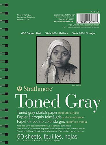 Spirale di Strathmore tonica Sketch Book 5,5"X8.5" grigio-50 fogli