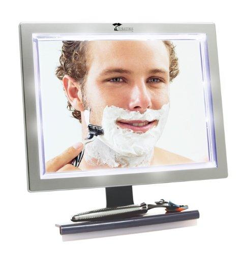 Deluxe LED Fogless Shower Mirror with Squeegee by ToiletTree Products. Guaranteed Not to Fog, Designed Not to Fall. 20% Larger Then Our #1 Selling Original Mirror.