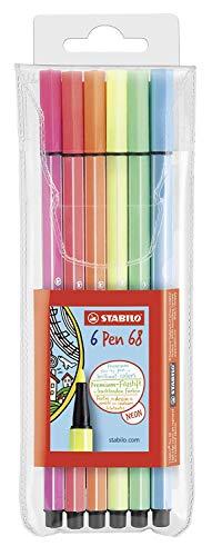 Rotulador STABILO Pen 68 - Estuche con 6 colores neón