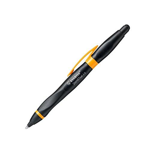 STABILO SMARTball 2.0 - Bolígrafo y lápiz digital (para diestros, color de tinta negro, para tablets, PC y smartphones), color negro y naranja