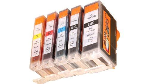 Start - Juego de 5 cartuchos de tinta con chip para impresoras Pixma IP 3300, 3500, 4200, 4300, 4500, 5200, 5300, 6600, MP 500, 510, 520, 530, 600, 610, 800, 810, 830, 950, 960, 970, MX 700, 850, iX4000, iX5000 y Pro9000 (chip nuevo, no requiere adaptador ni montaje del chip, cartucho grande y pequeo de tinta negra, cartucho de tinta cian, cartucho de tinta magenta y cartucho de tinta amarilla)
