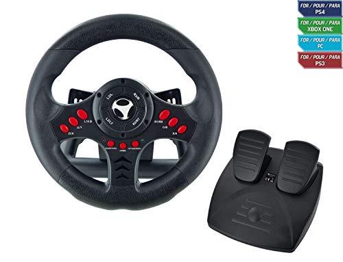 Subsonic - Volante Racing Wheel Universal, Paletas Para Cambio Y Pedales (PS4, PS4 Slim, PS4 Pro, Xbox One, Xbox One S, PS3)