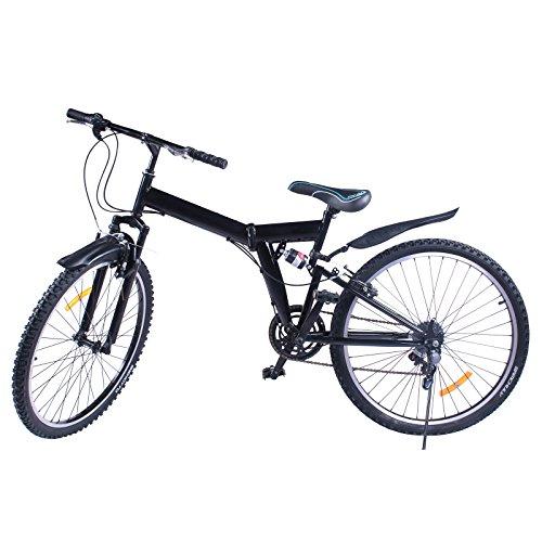 Bicicleta de montaña plegable Succebuy, de aleación de aluminio, con suspensión dual y medidas de 66 cm (6 velocidades Shimano)