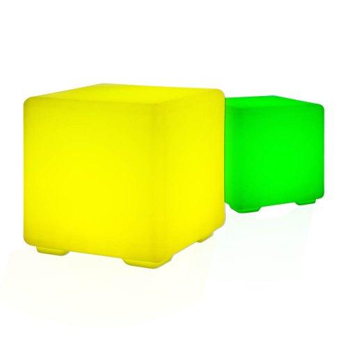Taburete LED / Asiento Cubo - Diseño RGB Muebles / Mesa con mando a distancia, Funciona a pilas y conectado a red