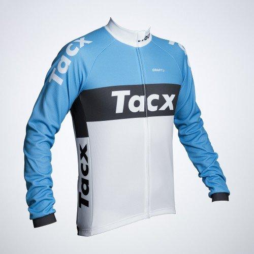 Tacx Langarm-Trikot Camiseta, Hombre, Blanco-Azul, Medium
