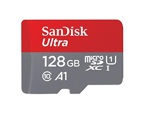 SanDisk Ultra - Tarjeta de memoria microSDXC de 128 GB con adaptador SD, velocidad de lectura hasta 100 MB/s, Clase 10, U1 y A1