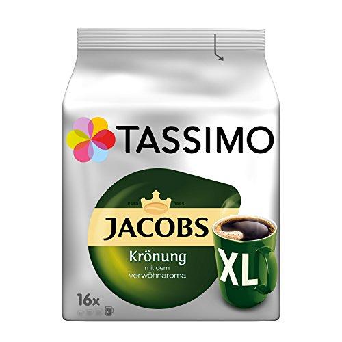 Tassimo Cápsulas de Café Jacobs Krönung XL, Café Molido de Tueste Natural, Certificado Rainforest Alliance, 5 x 16 T-Discs