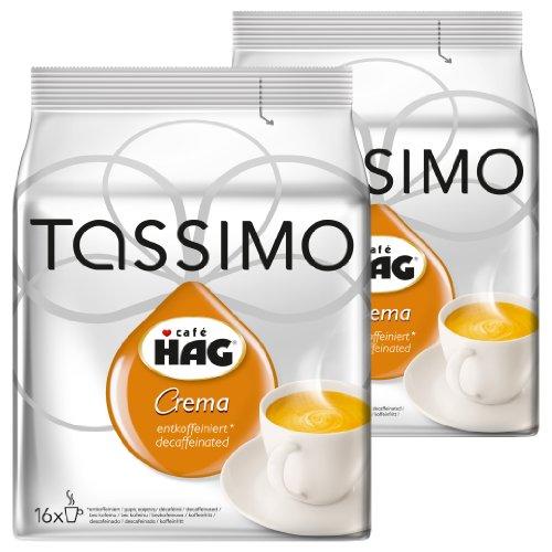 Tassimo Café HAG Crema Descafeinado, Paquete de 2, 2 x 16 T-Discs