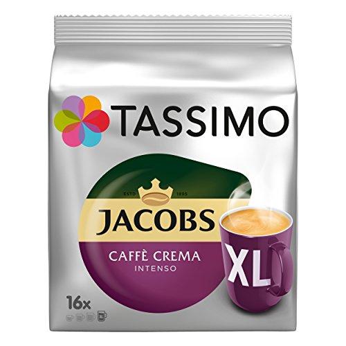 Tassimo Jacobs Caffè Crema Intenso XL, Café en Cápsulas, Cápsulas de Café, Café Tostado y Molido, 16 T-Discs