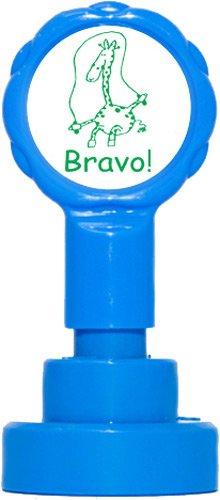 Teacher Stamps BR032CM - Sello para profesores, diseño con jirafa y texto"Bravo", colores aleatorios