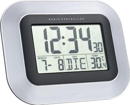 TechnoTrade WS 8005 Radio Controlled Wall Clock Reloj Digital, Negro/Plata, 22.6x3x18 cm