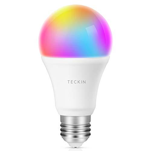 TECKIN Bombilla Inteligente LED WiFi con luz cálida 2800k-6200k + RGB lámpara color cambiable Funciona con móvil, Google Home , E27 8W ?no se requiere hub?