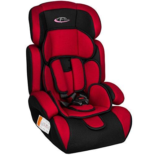 TecTake Silla de coche para niños - Grupos 1/2/3 | pesos de 9-36 kg | disponible en diferentes colores (negro/rojo | no. 400572)