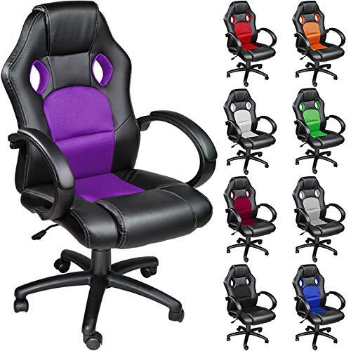 TecTake Silla de escritorio de oficina, Racing - disponible en diferentes colores (Púrpura)