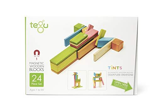 Tegu Juego de Bloques de Construcción de madera magnéticos de 24 piezas - Tintes