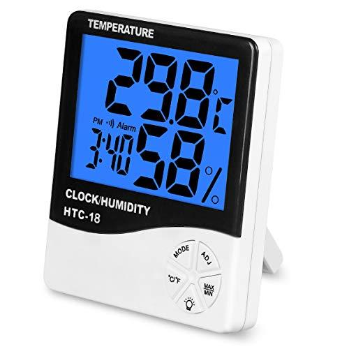 Homga Termómetro de higrómetro Digital, Monitor de Humedad con termómetro Interior, higrómetro Digital y indicador de medidor de Humedad (Thermometer)