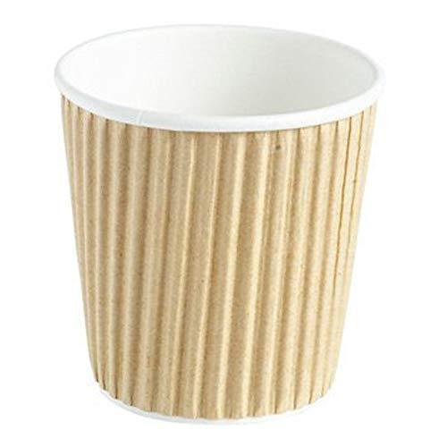 Thali Outlet - 200 x Kraft 4oz Ripple 3 Ply Insulated Paper Cups For Tea Coffee Espresso Hot Drinks by Thali Outlet Leeds
