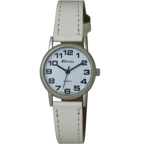 TimeLine Press, LLC  R0105.09.2 Reloj de Cuarzo para Mujer, con Correa de Cuero, Blanco