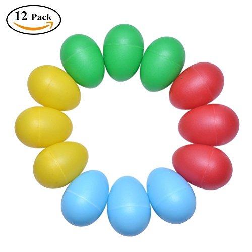 Tougo Juego de 12 juguetes musicales de percusión, maracas de huevo, para detalles de fiesta infantiles, varios colores