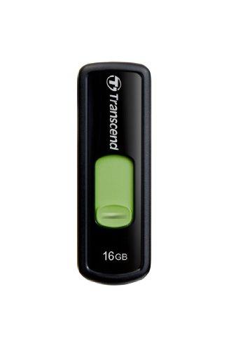 Transcend JetFlash 500 -  Memoria USB 2.0, 16 GB, color negro/verde