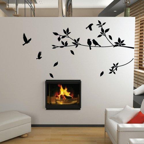 Tree and Bird Wall Stickers / Decals (Black) by StickersWall