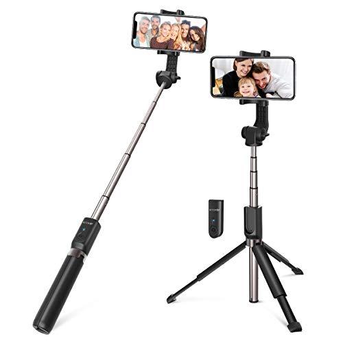 Palo Selfie Trípode con Control Remoto, BlitzWolf 90cm Selfie Stick Largo Extensible para iPhone X/iPhone 8/8 Plus/iPhone 7/iPhone 7 Plus/Galaxy S8/S7/S6/Note 8 y Más(Versión Extendida)-Negro