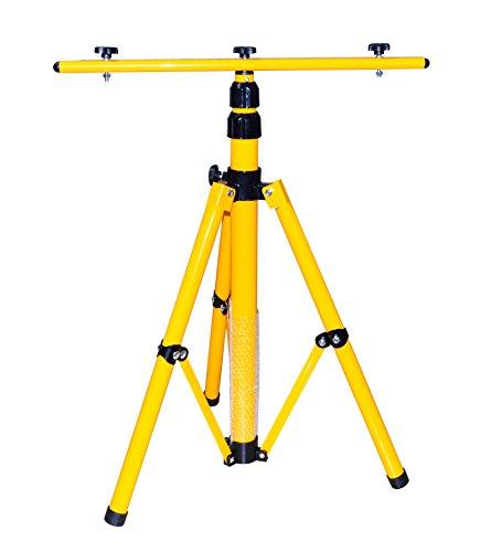 Trípode para focos led, focos halógenos, focos de construcción, etc., altura regulable hasta 1,60 m, color amarillo