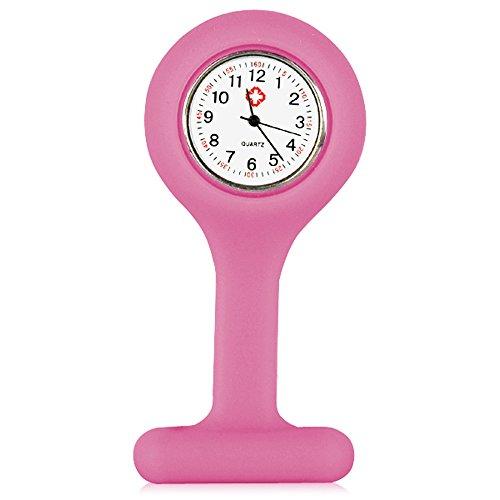 TRIXES Reloj Plástico Rosa Gel Silicona Broche Bolsillo Enfermeras Nuevo
