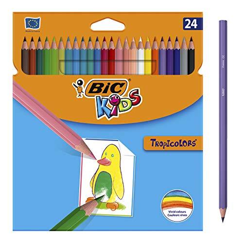 BIC TROPICOLORS, Caja con 24 Lápices de Colores, 24, Multicolor