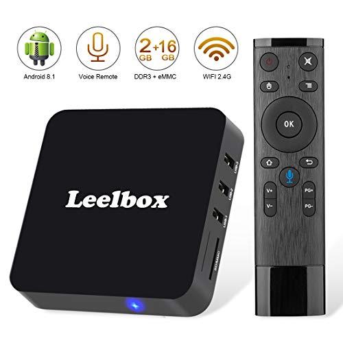 TV Box Android 8.1 - Leelbox Smart TV Box con Mando Inteligente, 2GB RAM & 16GB ROM, 4K*2K UHD H.265, HDMI, USB*2, WiFi Media Player, Android Set-Top Box