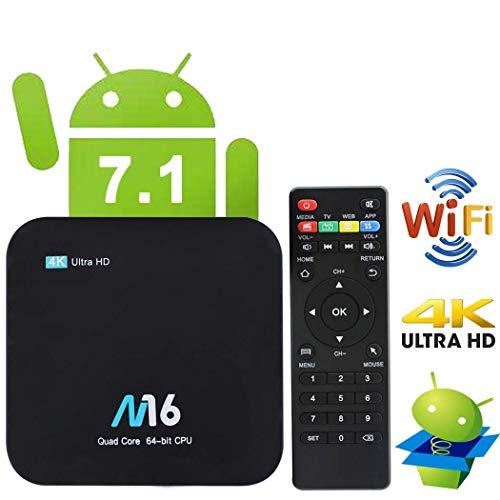 TV Box Android 7.1 - VIDEN Smart TV Box Amlogic S905X Quad Core, 2GB RAM & 16GB ROM, 4K*2K UHD H.265, HDMI, USB*2, 2.4GHz WiFi, Bluetooth 4.0, Web TV Box, Android Set-Top Box + Control Remoto