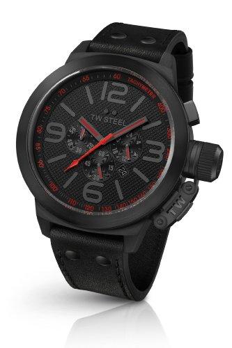 TW Steel Canteen Style TW-903 - Reloj cronógrafo de Cuarzo para Hombre, Correa de Cuero Color Negro (cronómetro)