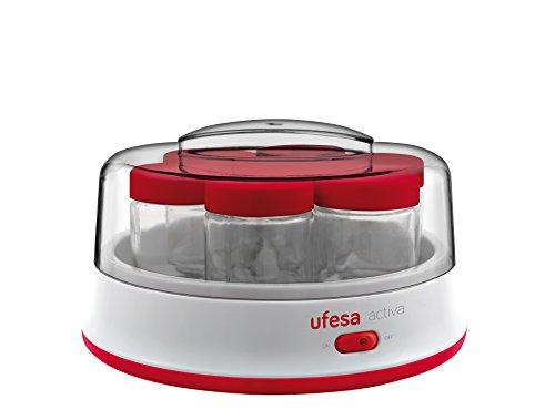 Ufesa Yogurtera Electrica Yg3000, 15 W, 1.4 litros, De plástico, Blanco/Rojo