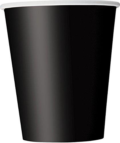 Unique Party- Paquete de 8 vasos de papel, Color negro, 266 ml (3206)