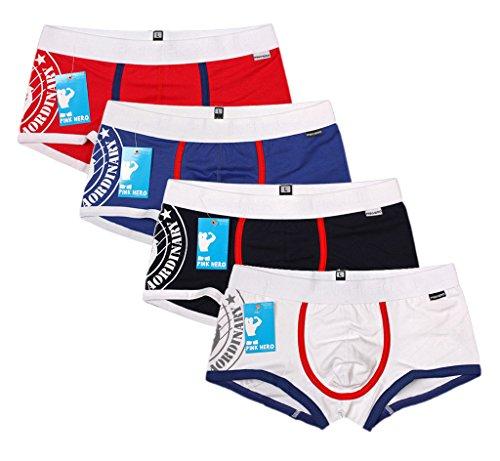 V-SOL Men Underwear Calzoncillos Slips Bóxer Briefs para Hombre Algodón Forma U 4Piezas