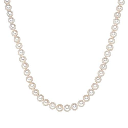 Valero Pearls - Collar de perlas embellecido con Perlas de agua dulce - Hilo de seda - 925 Plata esterlina - Pearl Jewellery, Cadena de Hilo de seda - 340315