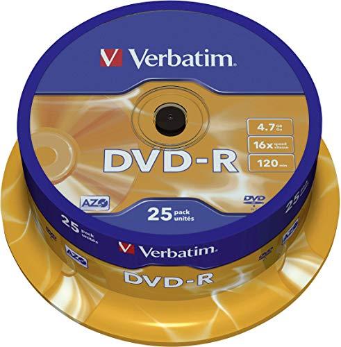 Verbatim DVD-R 4,7 GB / 120 Min / 16X Tarrina (25 Discos) Datalifeplus, Superficie Resistente A Los Arañazos