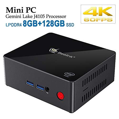 Beelink X45 Mini PC Ordenador de Sobremesa con Procesador Intel Gemini Lake Celeron J4105, 8GB LPDDR4/128GB SSD, 2.4 + 5.8GHz WIFI, 4K, 1000Mbps LAN, Dual HDMI 2.0, BT 4.0, Preinstalled Windows 10