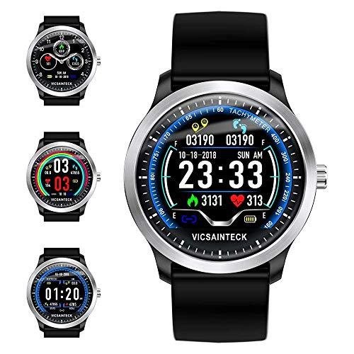 Vicsainteck Reloj Inteligente, Smartwatch con Pulsómetro Pulsera Actividad Multifuncion Color Monitor Reloj Deportivo Monitor de Sueño Hombre Mujer niños para Android y iOS
