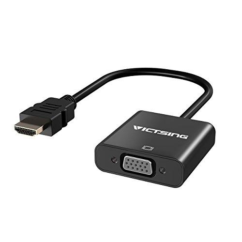 VICTSING 1080P HDMI a VGA Video Adaptador de Cable Conversor para PC Portátil HDTV Proyectores, Raspberry Pi y otros dispositivos de entrada HDMI, color negro