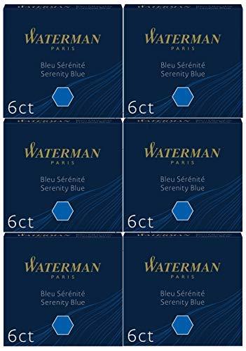 Waterman S0713041 - Pack de 36 cartuchos de tinta, color azul serenidad