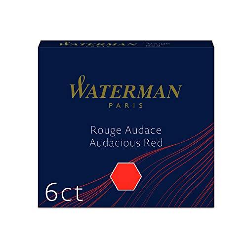 Waterman - Cartuchos de tinta para plumas estilográficas, 'International' cortos, rojo audaz, paquete de 6