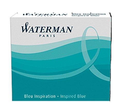 Waterman - Cartuchos de tinta para plumas estilográficas, 'International' cortos, azul inspiración, paquete de 6